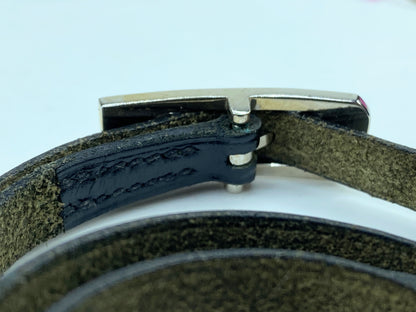 Hermes Hapi Triple Tour Black Leather Silver Tone Logo Wrap Bracelet GS351