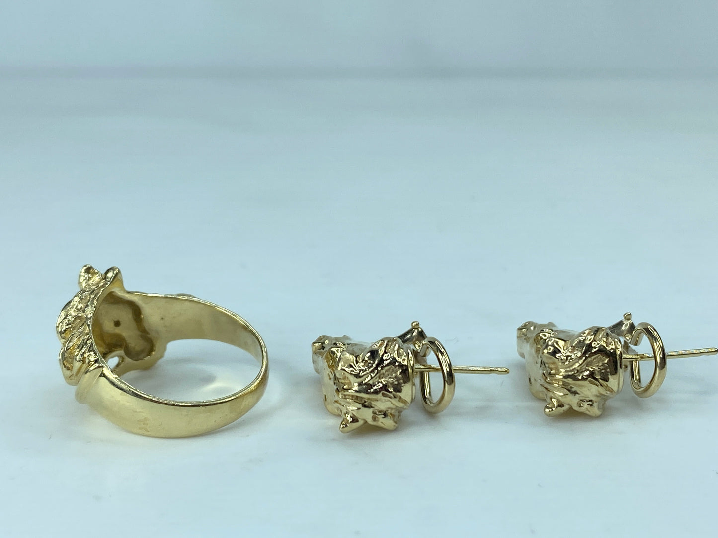 Diamond Horse Head Ring matching Earrings 14K gold animal size7 16.4g JR785
