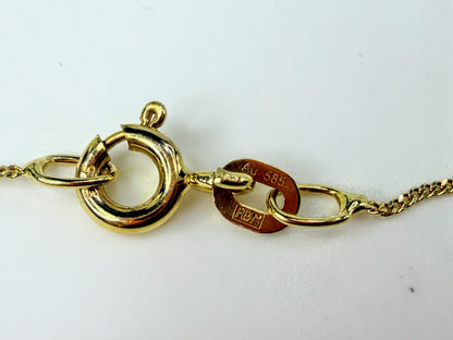 Vintage 14K Yellow Gold Whimsical Diamond cut Cat Pendant Necklace 16" JR2025