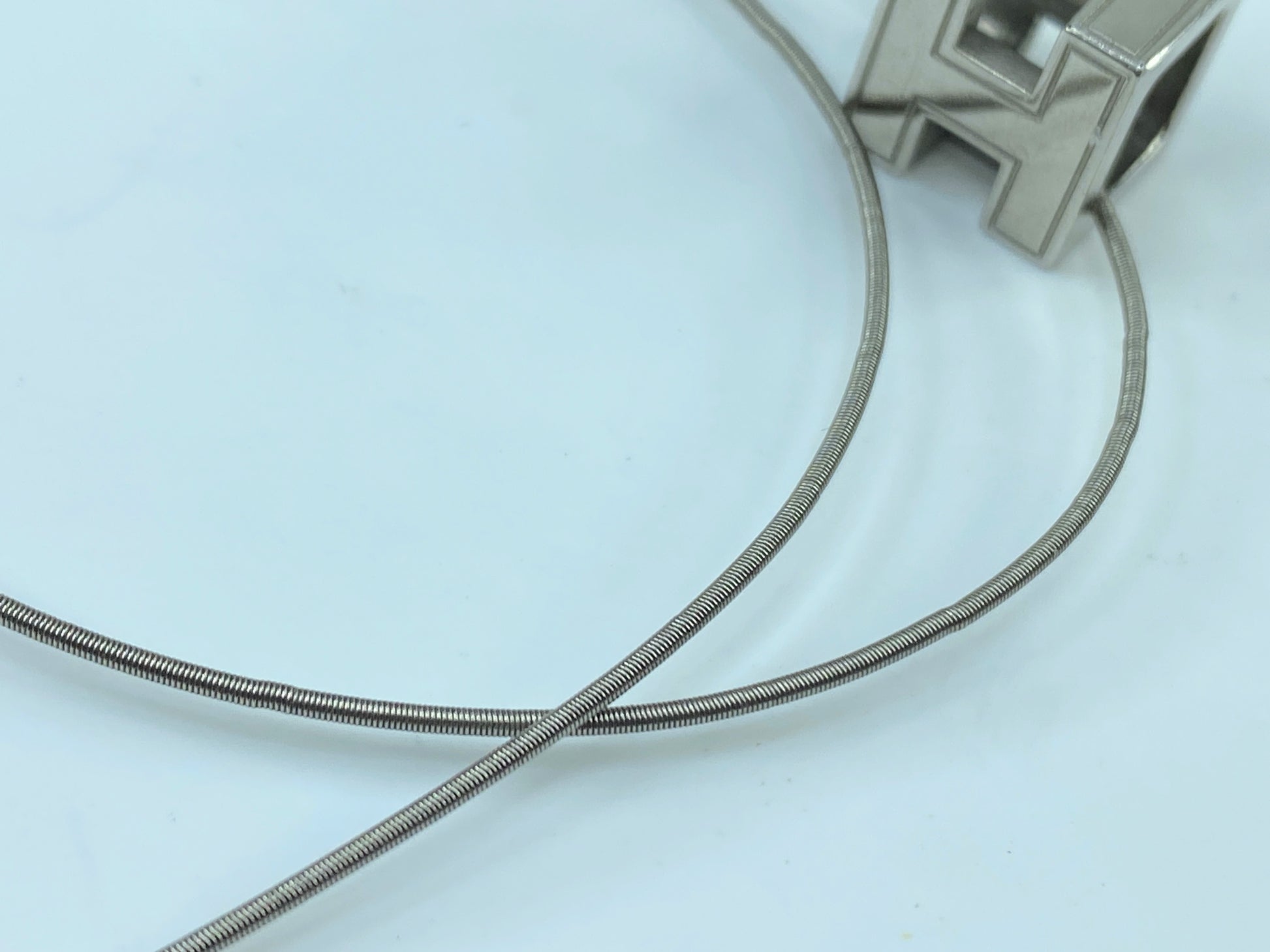 Hermes Silver Palladium Plated Cage D'H Pendant Necklace GS353