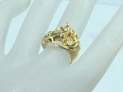 Diamond Horse Head Ring matching Earrings 14K gold animal size7 16.4g JR785