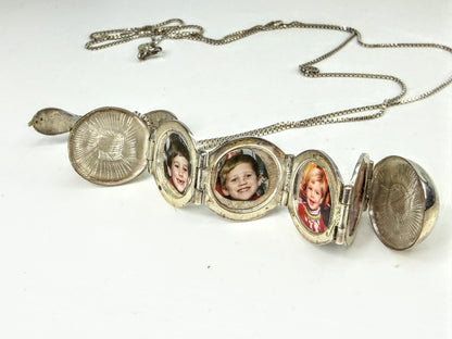 Vintage Mexico 925 Sterling Silver Expanding Photo Ball Locket Necklace JR2023