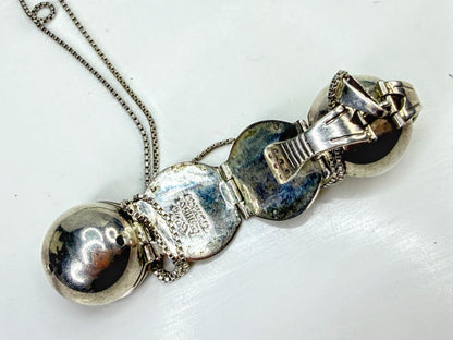 Vintage Mexico 925 Sterling Silver Expanding Photo Ball Locket Necklace JR2023