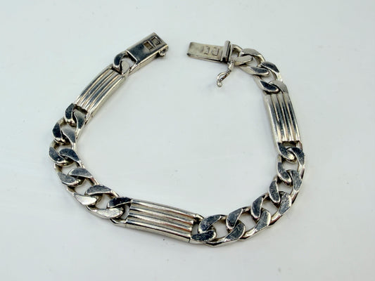 Tiffany & Co Ribbed Bar Curved Link Bracelet sterling silver vintage JR1313