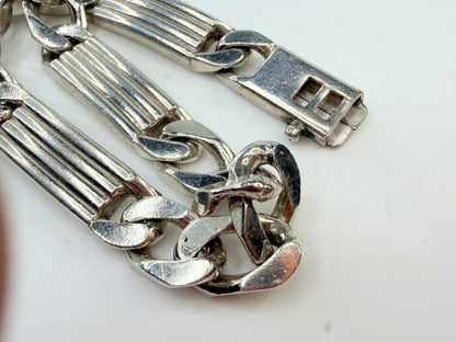 Tiffany & Co Ribbed Bar Curved Link Bracelet sterling silver vintage JR1313