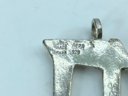 Jewish Art sterling 925 Rachel Gera Big Chai Pendant Signed Modernist Art JR789