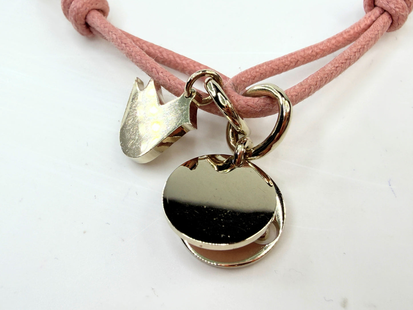 Chloe Pink Cord Logo Charm Adjustable Bracelet Pouch New old Stock GS759