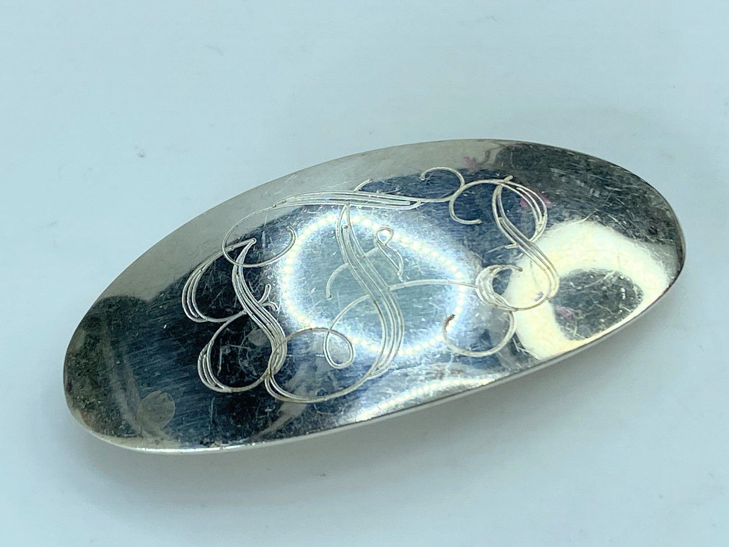 Sterling Silver initial Hair barrette Mexico 2 1/8" x 1" 14.0g SS66