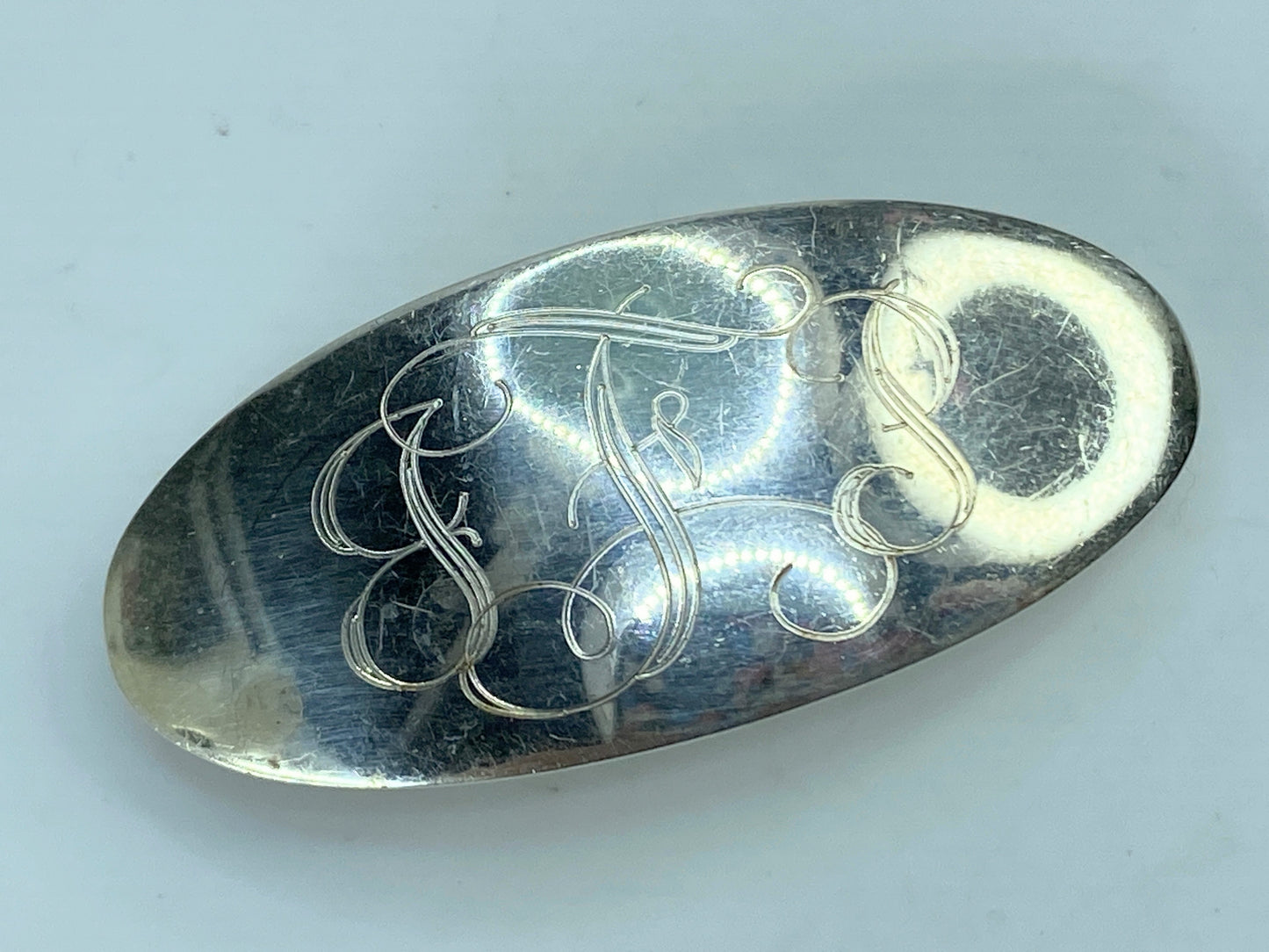 Sterling Silver initial Hair barrette Mexico 2 1/8" x 1" 14.0g SS66