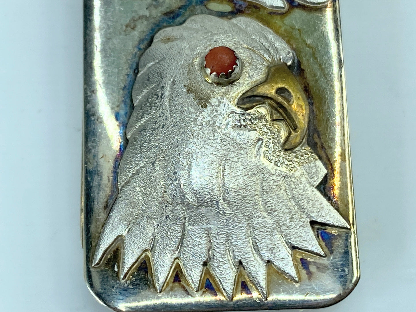 Sterling Stainless Steel coral Eagle Feather money clip 1 7/8" SS87