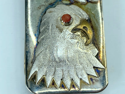 Sterling Stainless Steel coral Eagle Feather money clip 1 7/8" SS87