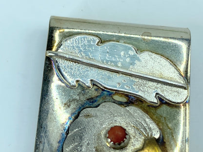 Sterling Stainless Steel coral Eagle Feather money clip 1 7/8" SS87