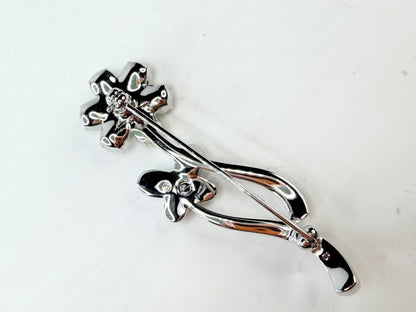 Vintage Swarovski Brilliant Crystal Flower Butterfly Brooch Bracelet Set GS761