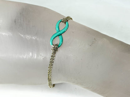 Tiffany & Co. Blue Enamel Infinity Sterling Silver Bracelet 6.5" JR2031