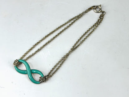 Tiffany & Co. Blue Enamel Infinity Sterling Silver Bracelet 6.5" JR2031
