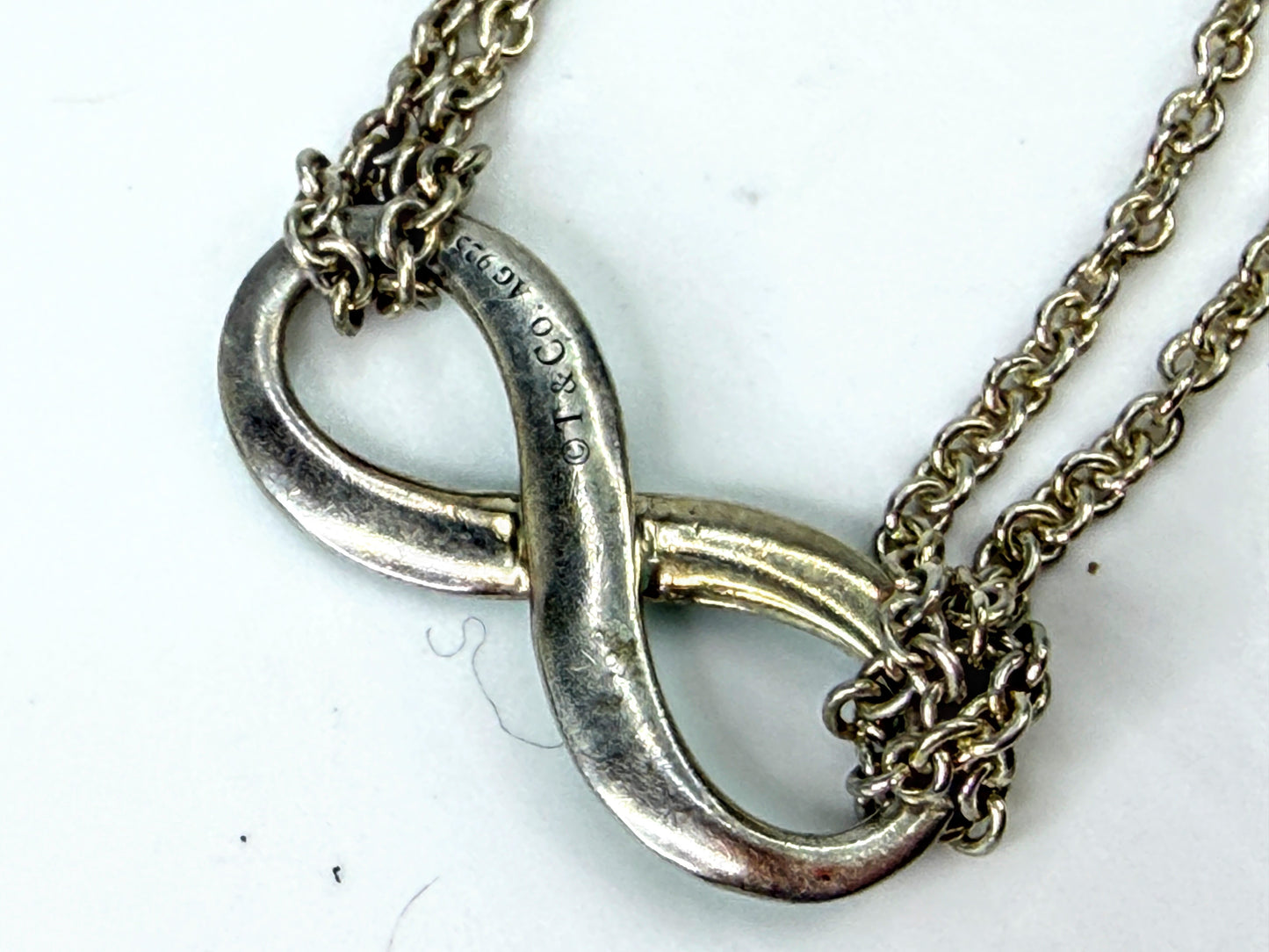 Tiffany & Co. Blue Enamel Infinity Sterling Silver Bracelet 6.5" JR2031