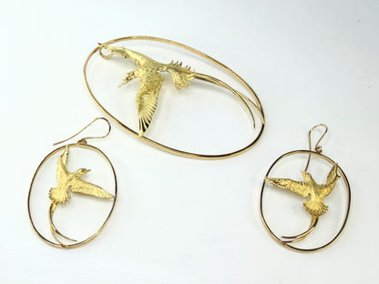 Vintage Astwood Dickinson 18K Long Tail Bird Brooch Bermuda Era Ltd JR1311