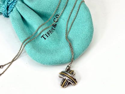 Vintage Tiffany & Co. 1990 Signature X 18K Sterling Necklace 16.5" JR2033