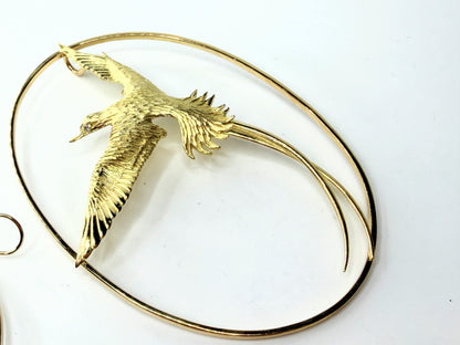 Vintage Astwood Dickinson 18K Long Tail Bird Brooch Bermuda Era Ltd JR1311
