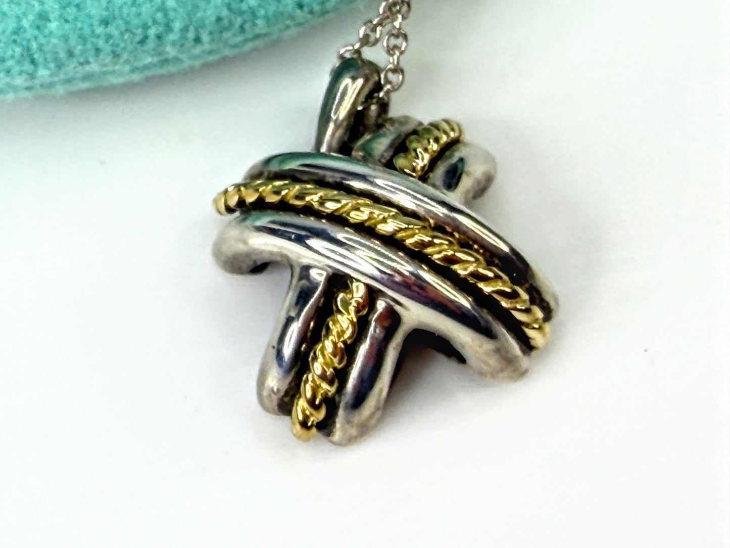 Vintage Tiffany & Co. 1990 Signature X 18K Sterling Necklace 16.5" JR2033