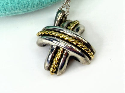 Vintage Tiffany & Co. 1990 Signature X 18K Sterling Necklace 16.5" JR2033