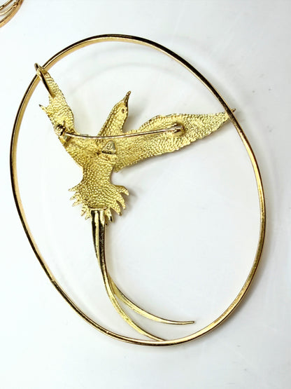 Vintage Astwood Dickinson 18K Long Tail Bird Brooch Bermuda Era Ltd JR1311