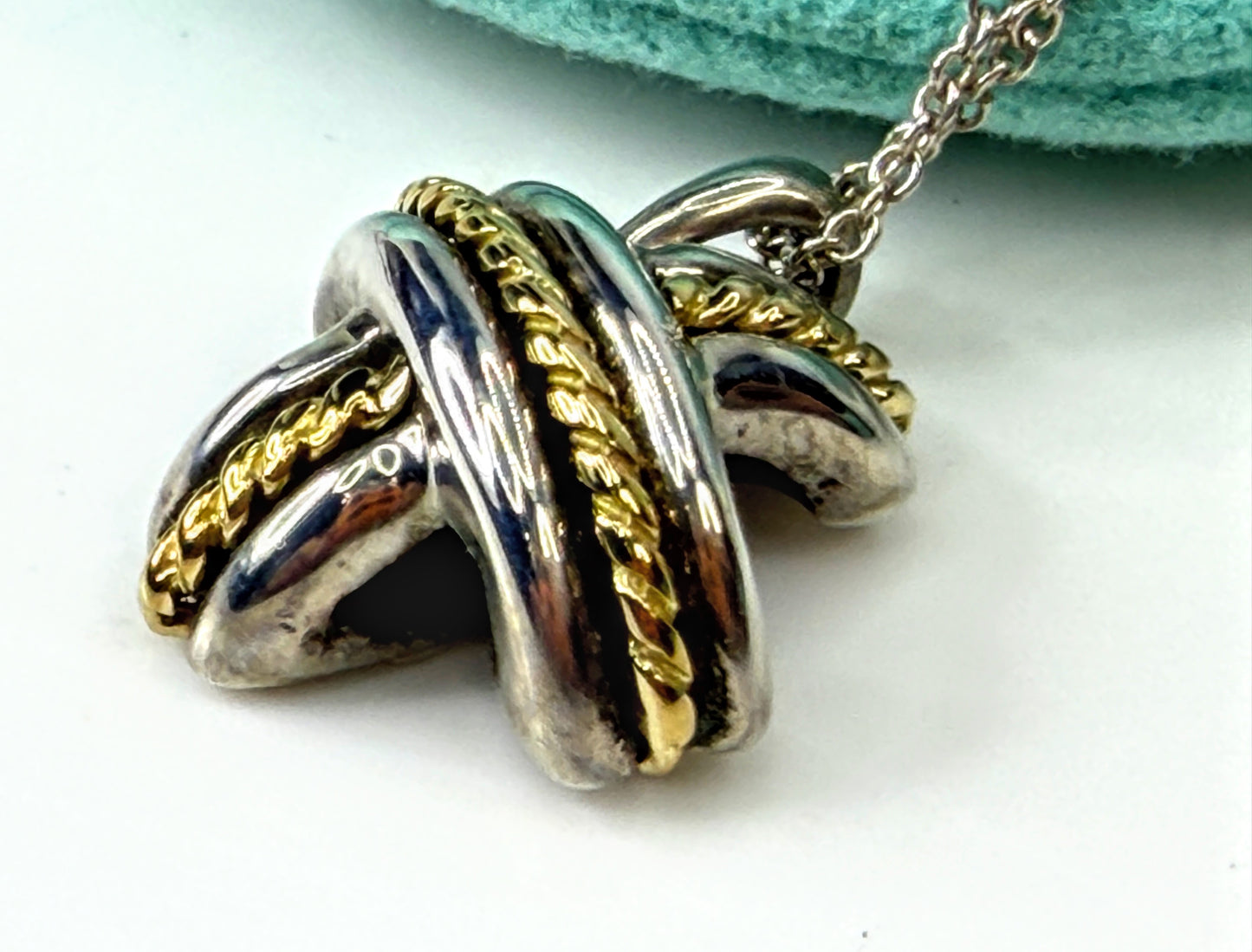 Vintage Tiffany & Co. 1990 Signature X 18K Sterling Necklace 16.5" JR2033