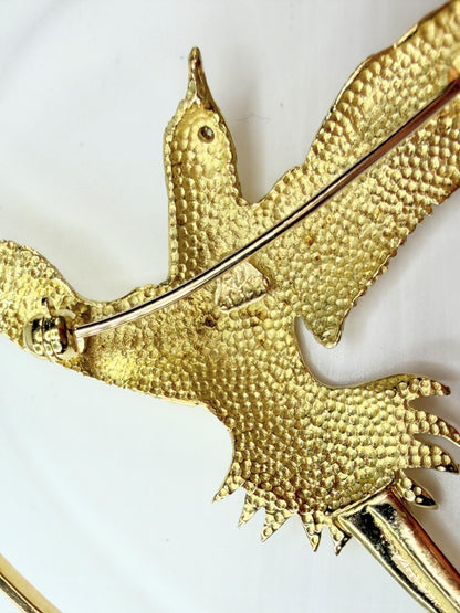 Vintage Astwood Dickinson 18K Long Tail Bird Brooch Bermuda Era Ltd JR1311