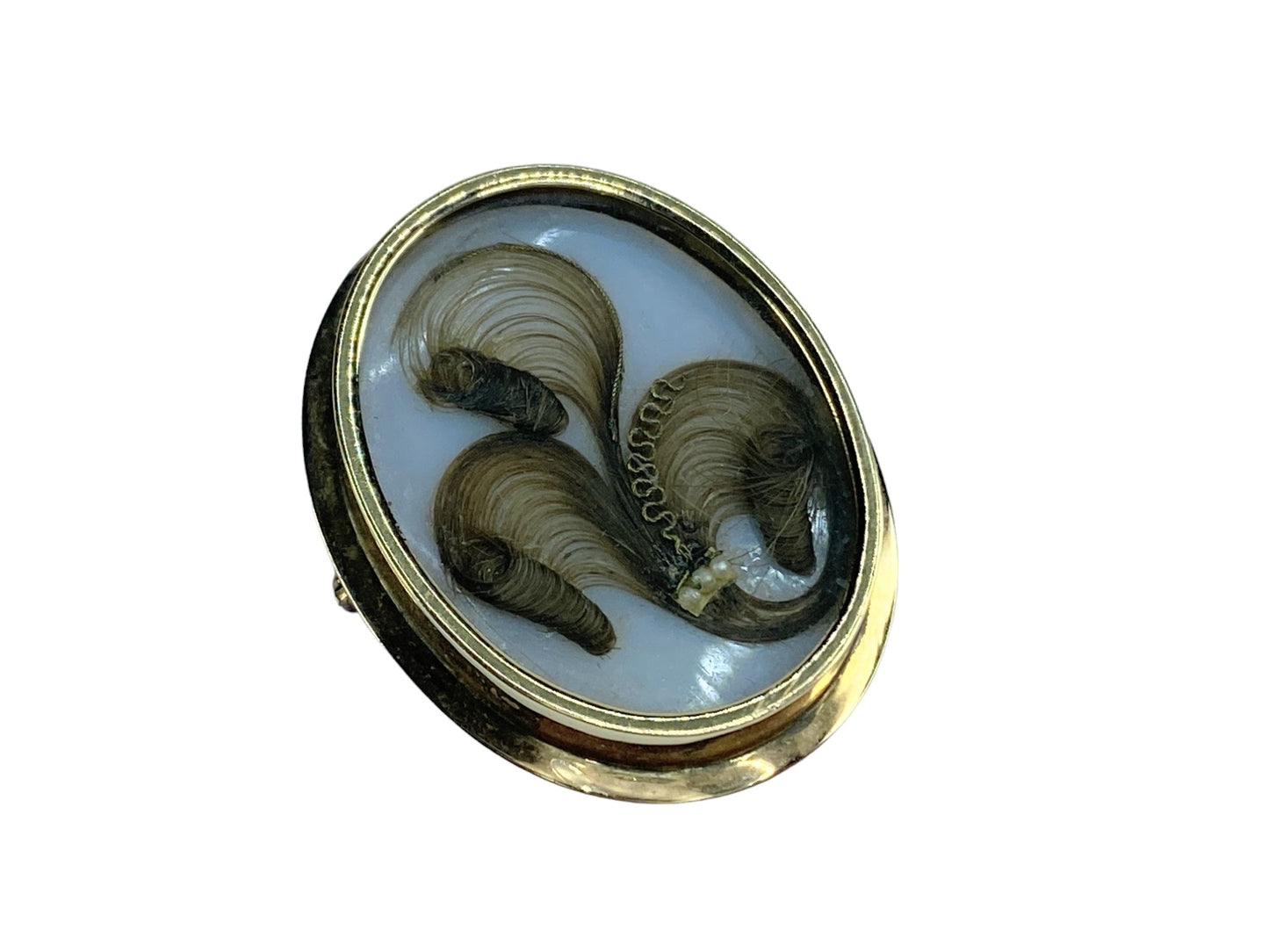 Early Victorian Gold Hair Memento Mori Keepsake Brooch