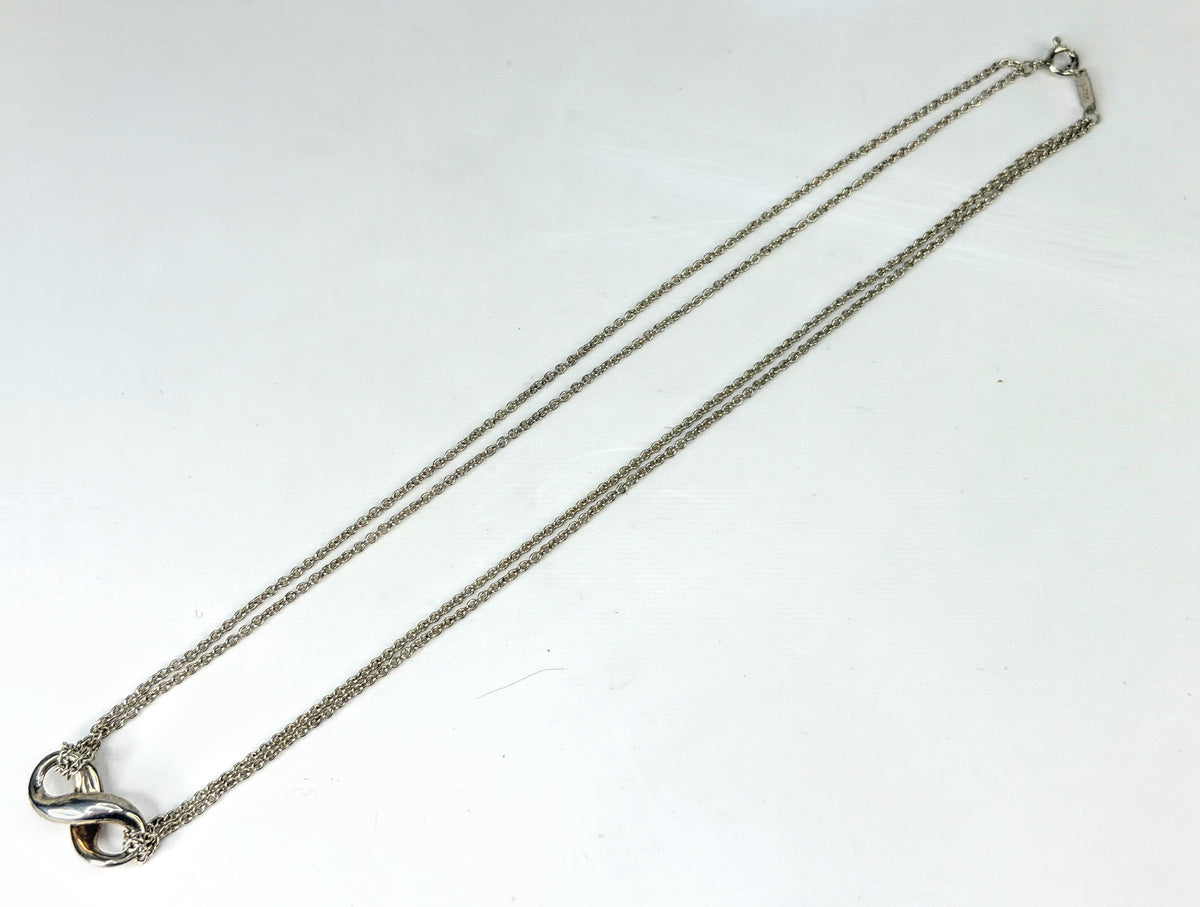 Tiffany & Co. Sterling Silver Infinity Double Chain Necklace 7.5g 15 3/4" JR2034