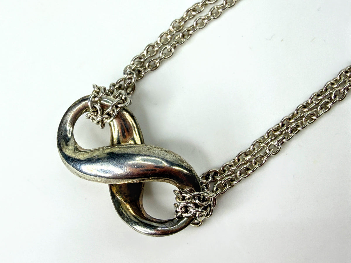 Tiffany & Co. Sterling Silver Infinity Double Chain Necklace 7.5g 15 3/4" JR2034