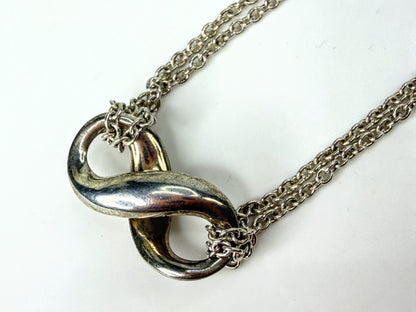Tiffany & Co. Sterling Silver Infinity Double Chain Necklace 7.5g 15 3/4" JR2034