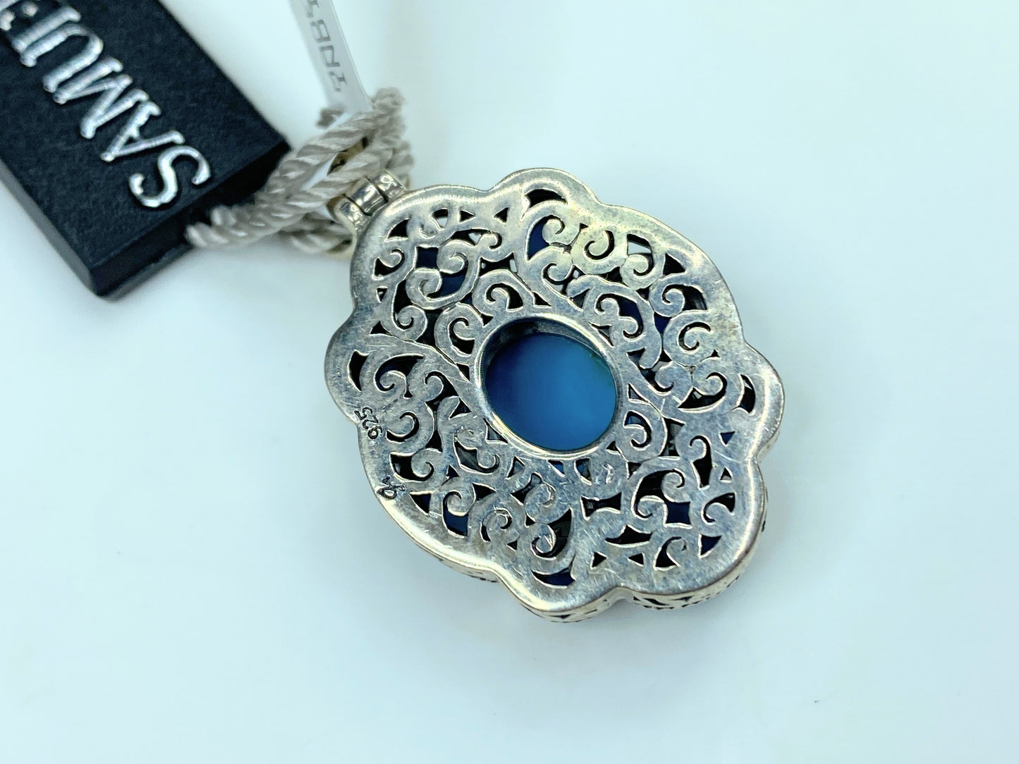 Artisan Samuel B Behnam Sleeping Beauty Turquoise Scrollwork Pendant NWT JR793