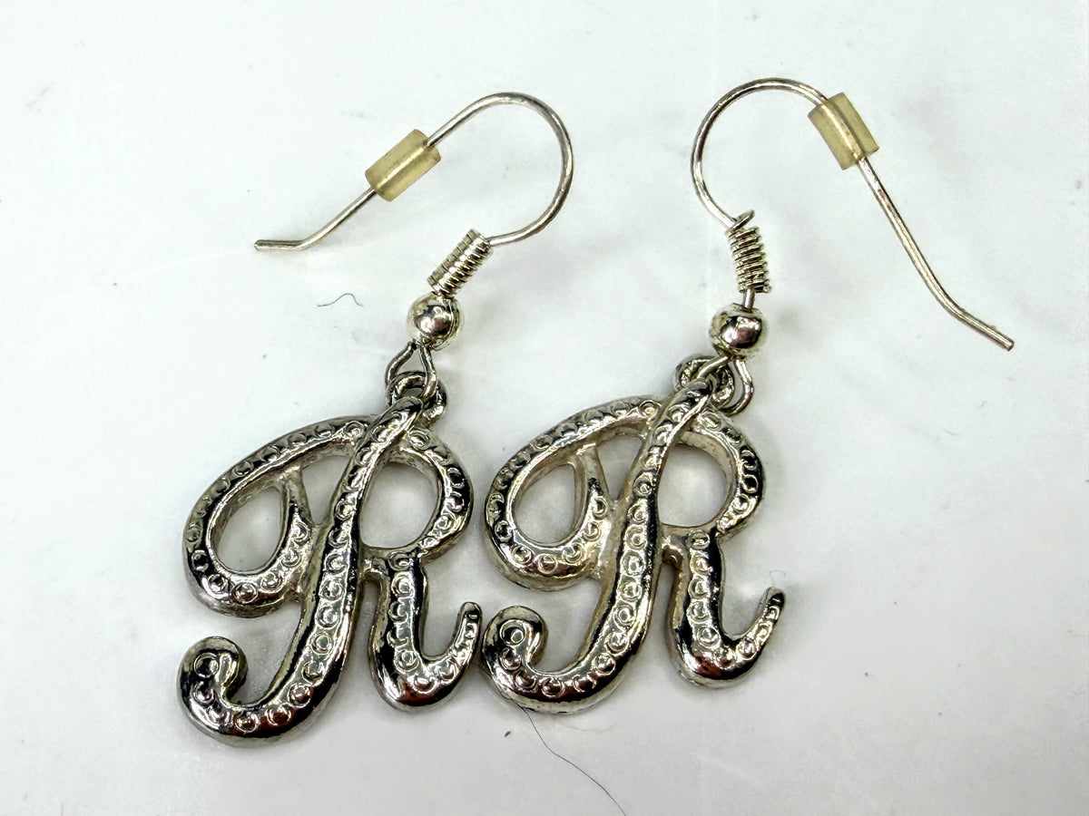 Sterling Silver Initial R & Enamel Ladybug Earrings 2-Pair Set JR2035