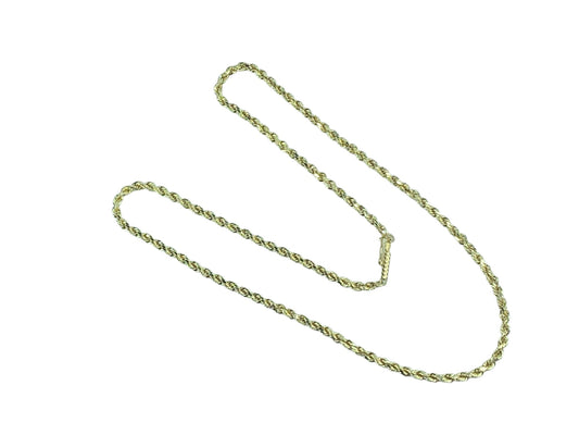 3.0mm Rope link Diamond cut necklace in 14K yellow gold