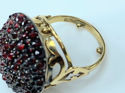 Antique 18K garnet Bombe ring 6.8g sz6