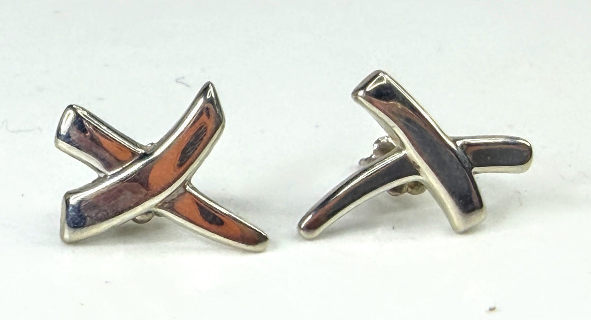 Tiffany & Co Paloma Picasso Graffiti X Sterling Silver Stud Earrings JR2037