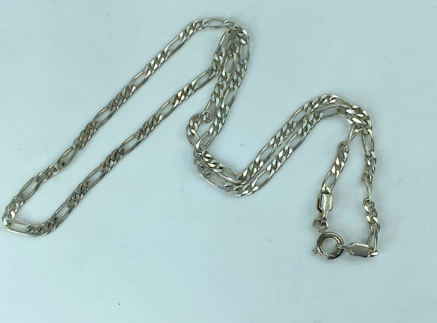 Vintage Sterling silver 925 Figaro 2.5mm 16.0" necklace 6.1g JR818