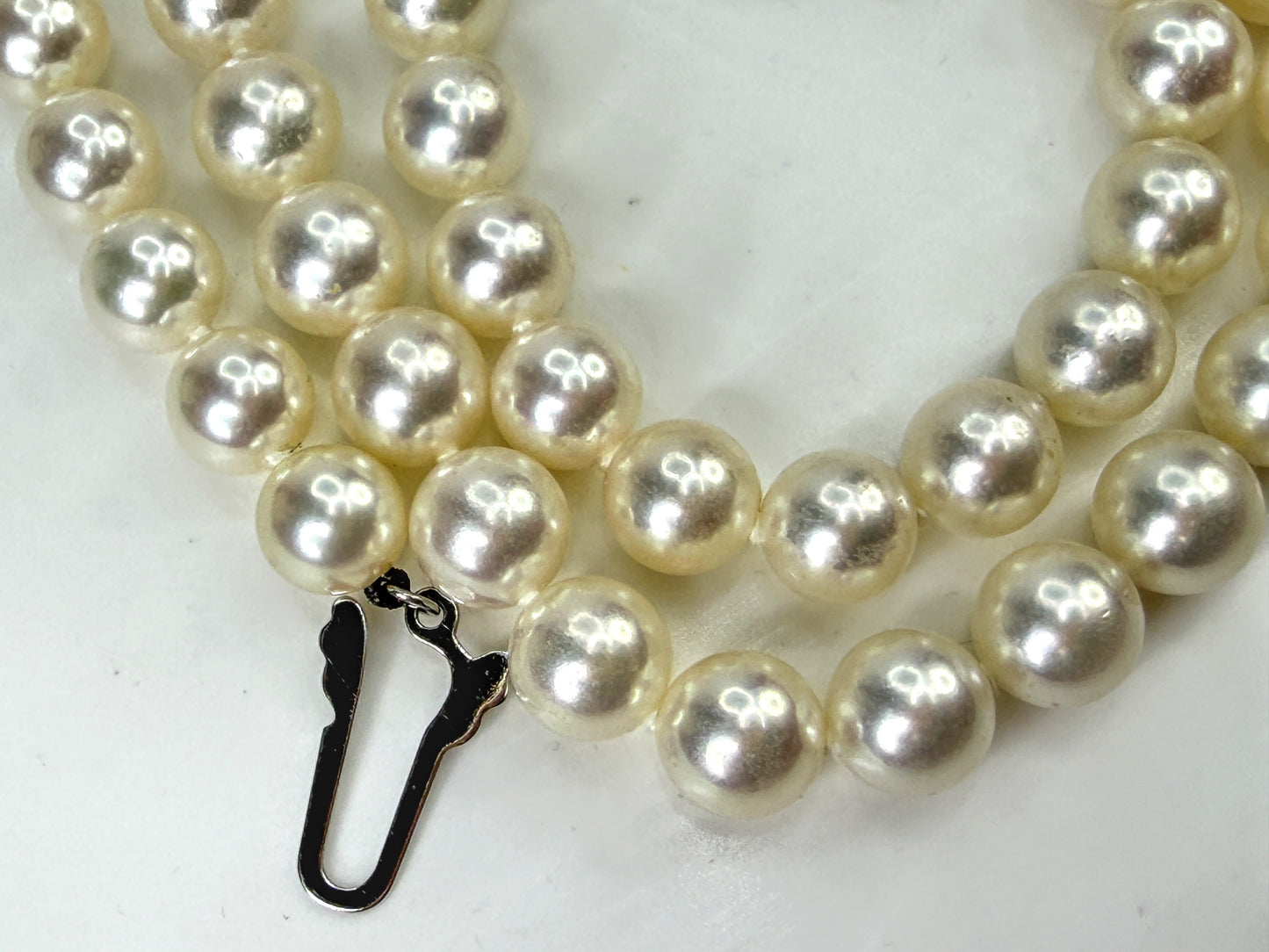 Vintage Mikimoto 7.5mm Akoya Pearl  18K White Gold necklace 16.25" 31.1g JR2038
