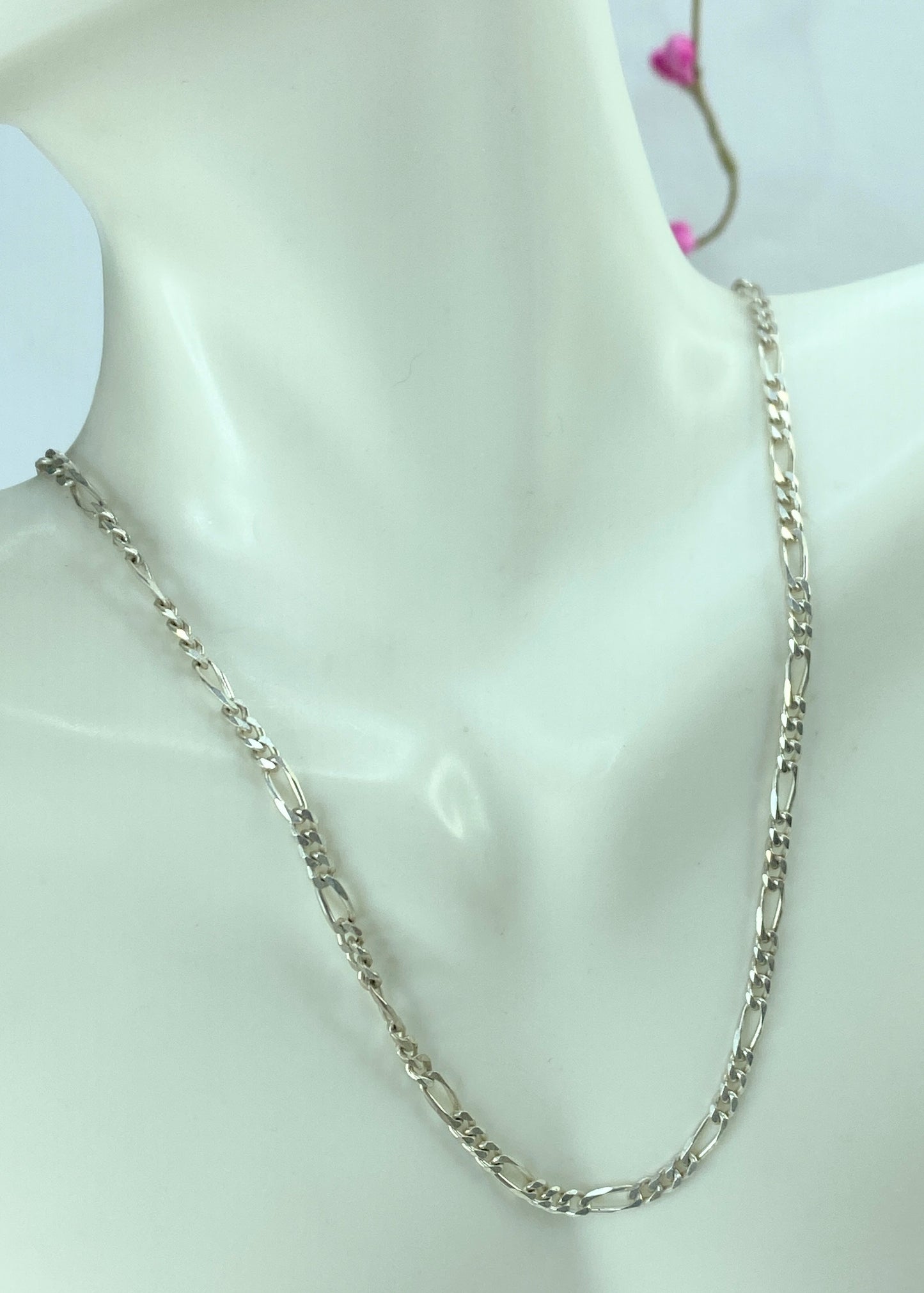 Vintage Sterling silver 925 Figaro 2.5mm 16.0" necklace 6.1g JR818