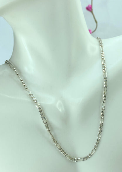 Vintage Sterling silver 925 Figaro 2.5mm 16.0" necklace 6.1g JR818