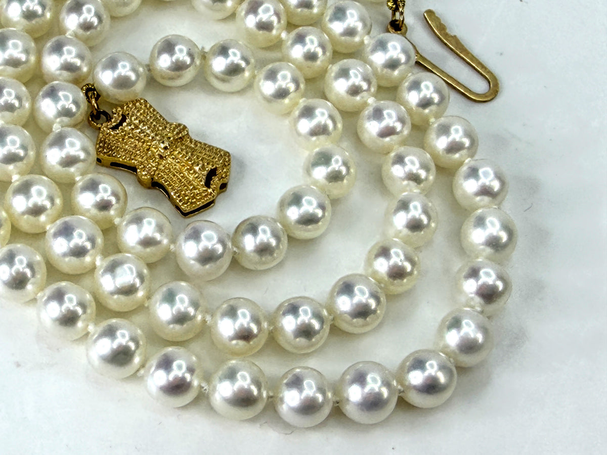 Vintage Sea Magic by Mikimoto Akoya Cultured Pearl 14K Necklace 19.6g 18" JR2039