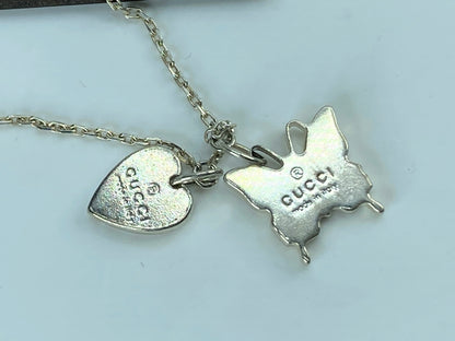 Gucci Trademark Heart & Butterfly Sterling silver bracelet 6 3/4" 5.8g JR820