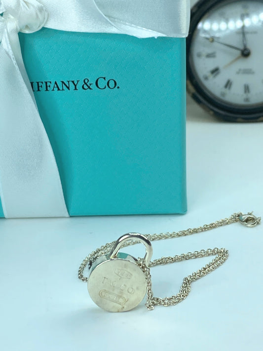 Tiffany & Co. Sterling Silver 1837 Round Padlock Openable Pendant Necklace JR823