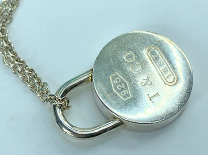 Tiffany & Co. Sterling Silver 1837 Round Padlock Openable Pendant Necklace JR823