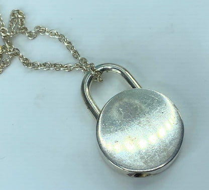 Tiffany & Co. Sterling Silver 1837 Round Padlock Openable Pendant Necklace JR823
