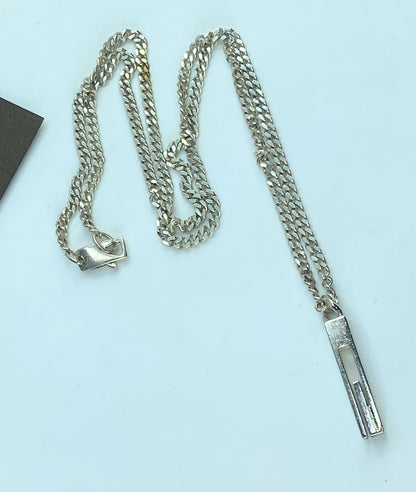 Authentic Men's GUCCI G Mark pendant drop sterling Necklace w Dust Bag JR825