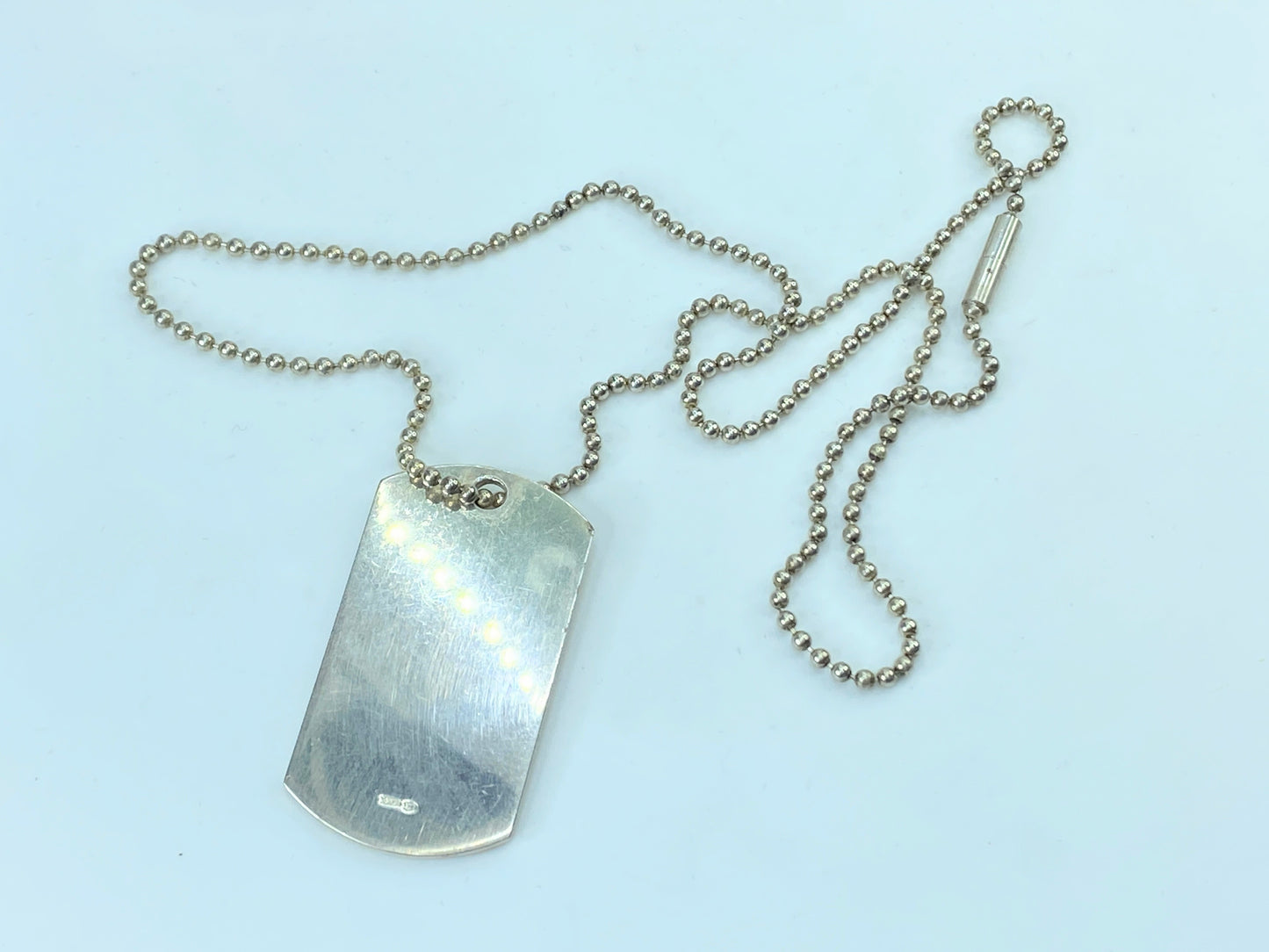 Gucci Dog Tag Pendant Necklace Sterling Silver 925 Made in Italy 22" 31g JR286