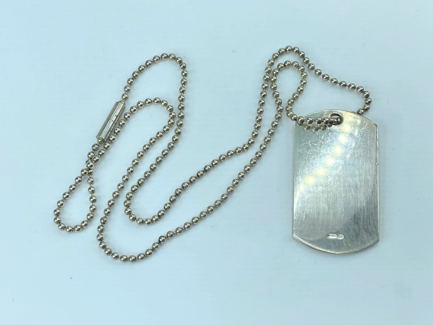 Gucci Dog Tag Pendant Necklace Sterling Silver 925 Made in Italy 22" 31g JR286