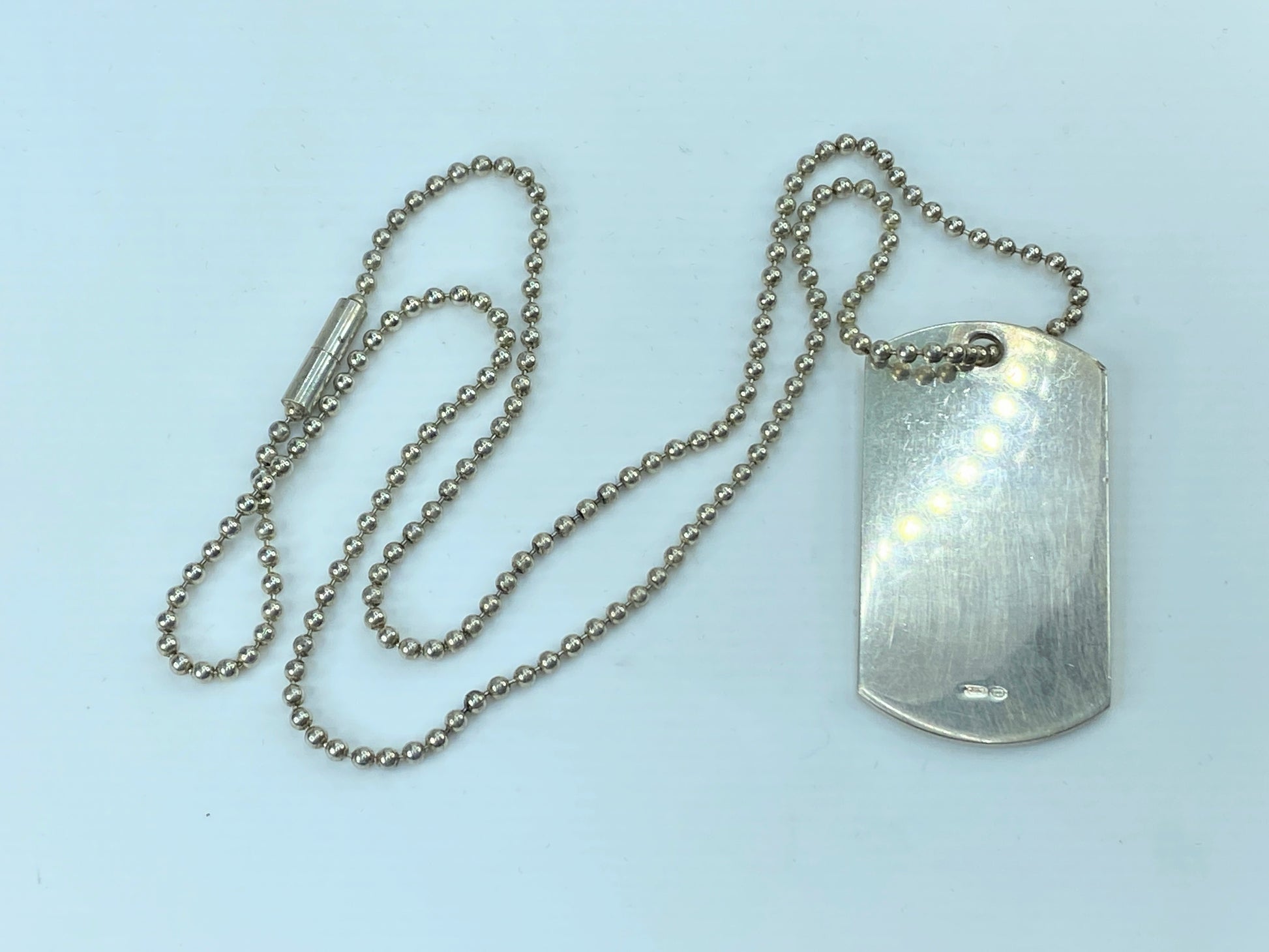Gucci Dog Tag Pendant Necklace Sterling Silver 925 Made in Italy 22" 31g JR286